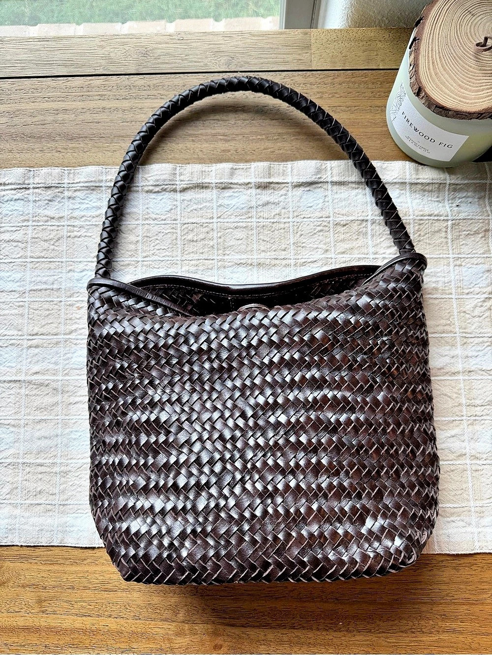 Madewell Signature Woven Shoulder Bag Woven Leather Shoulder Bag in Brown NWT